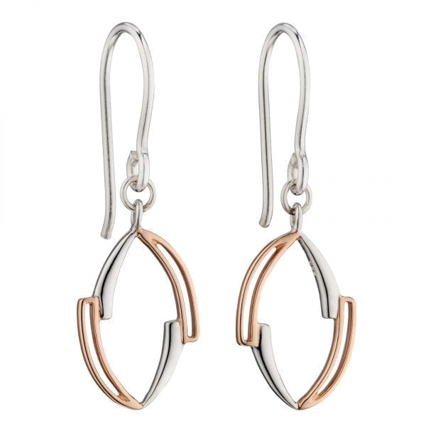 Asymetric marquise earrings with rose gold plating