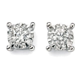 White Gold Diamond cluster earrings