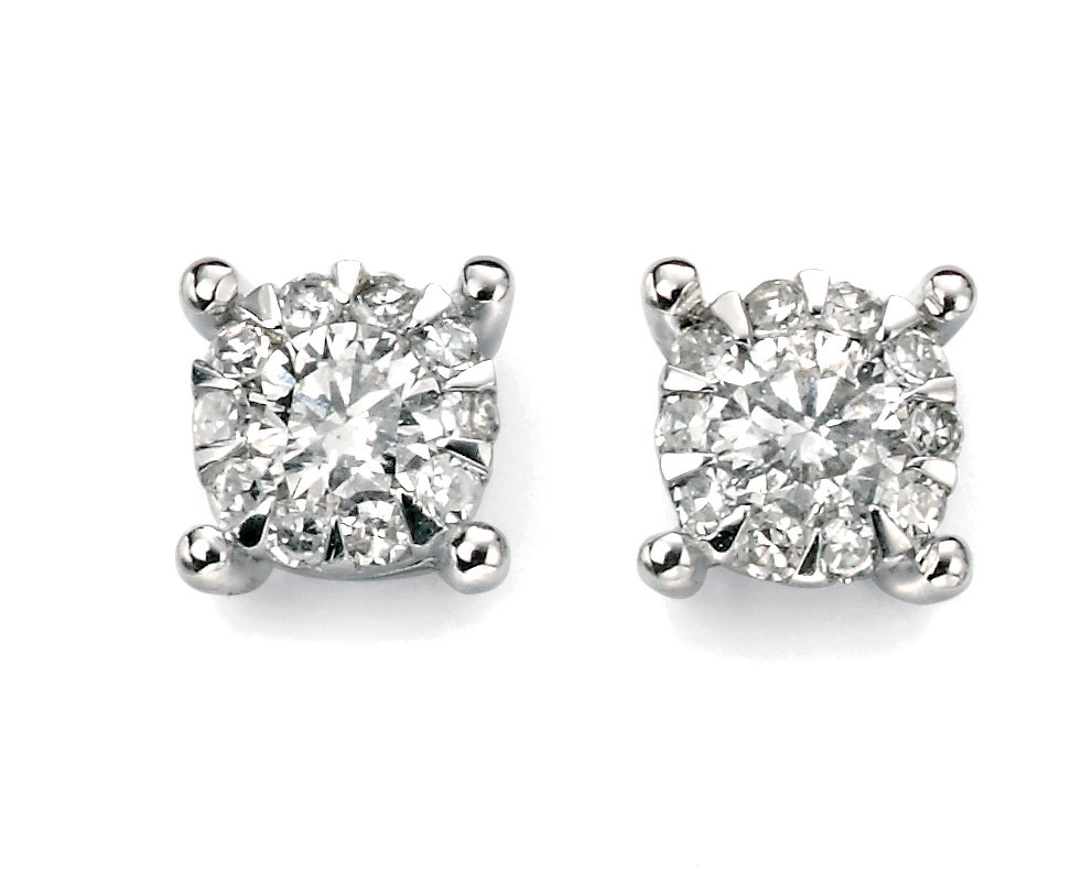 White Gold Diamond cluster earrings | Dent Jewellers