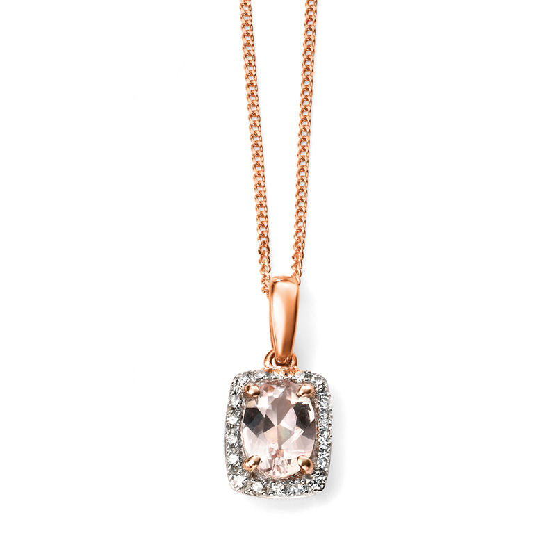EG 9ct RG Diamond and Morganite Pendant | Dent Jewellers