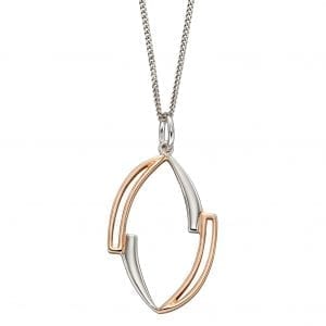 Asymetric marquise pendant with rose gold plating