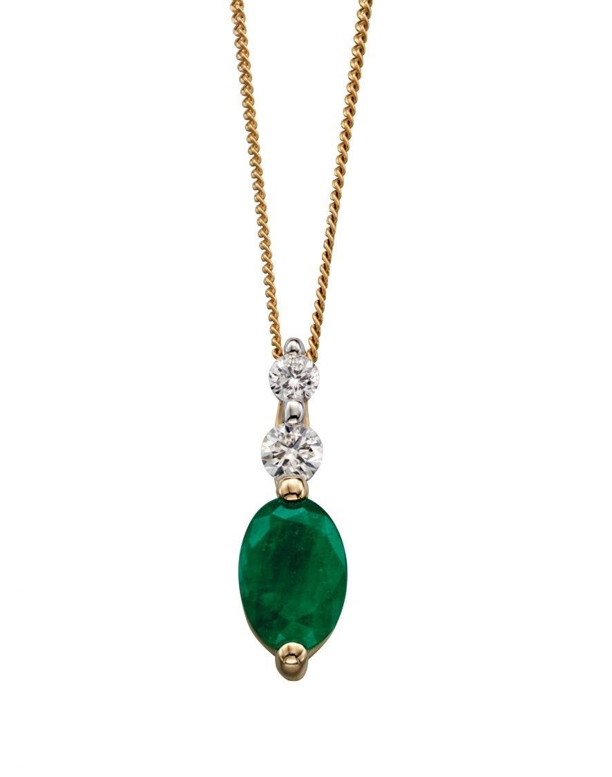 Elements Gold Emerald & Diamond Pendant | Dent Jewellers