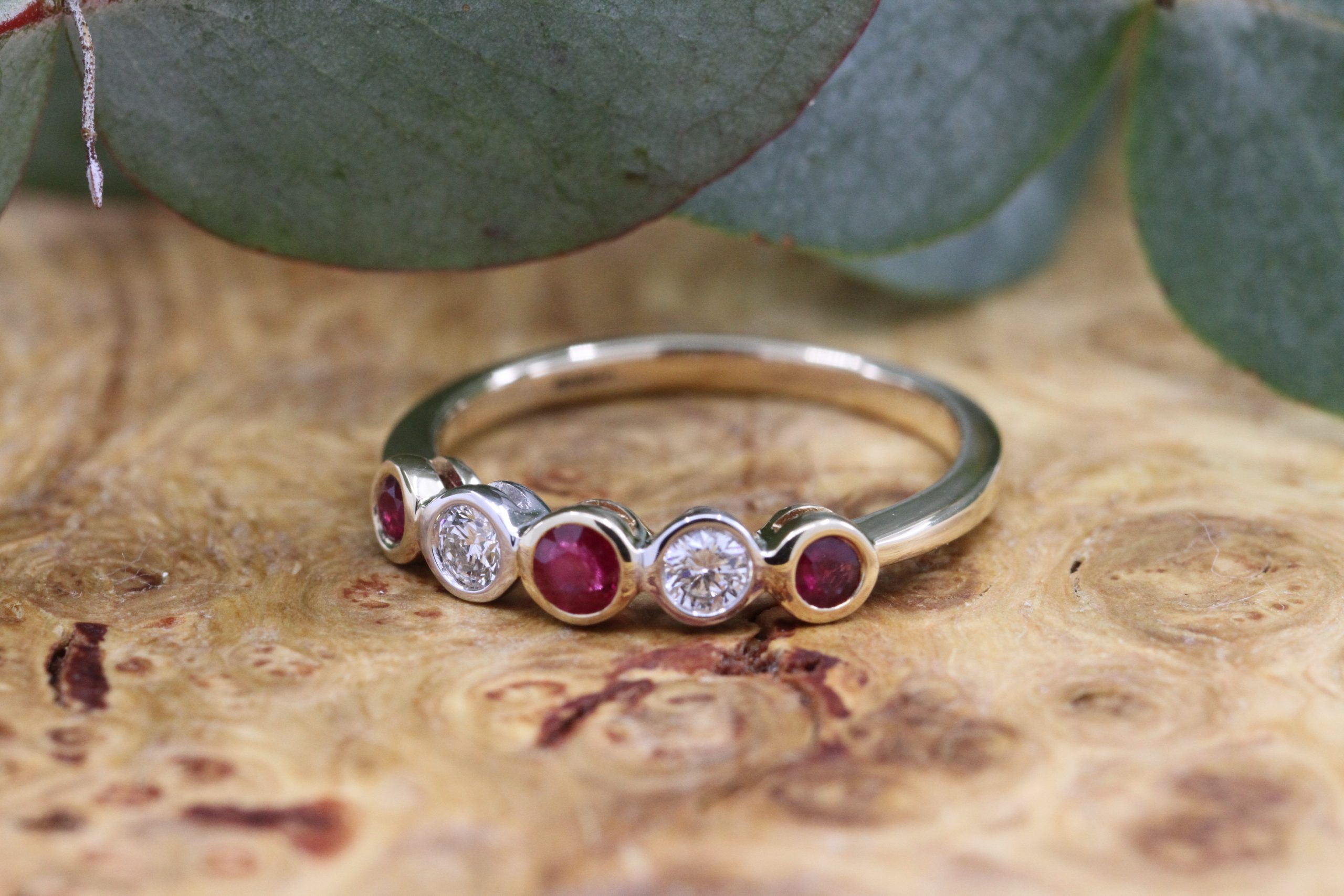 9ct Ruby & Diamond Half Eternity Ring | Dent Jewellers