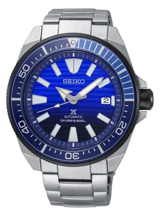 Seiko Prospex Samurai Save The Ocean Blue Whale Stainless Steel Watch. |  Dent Jewellers