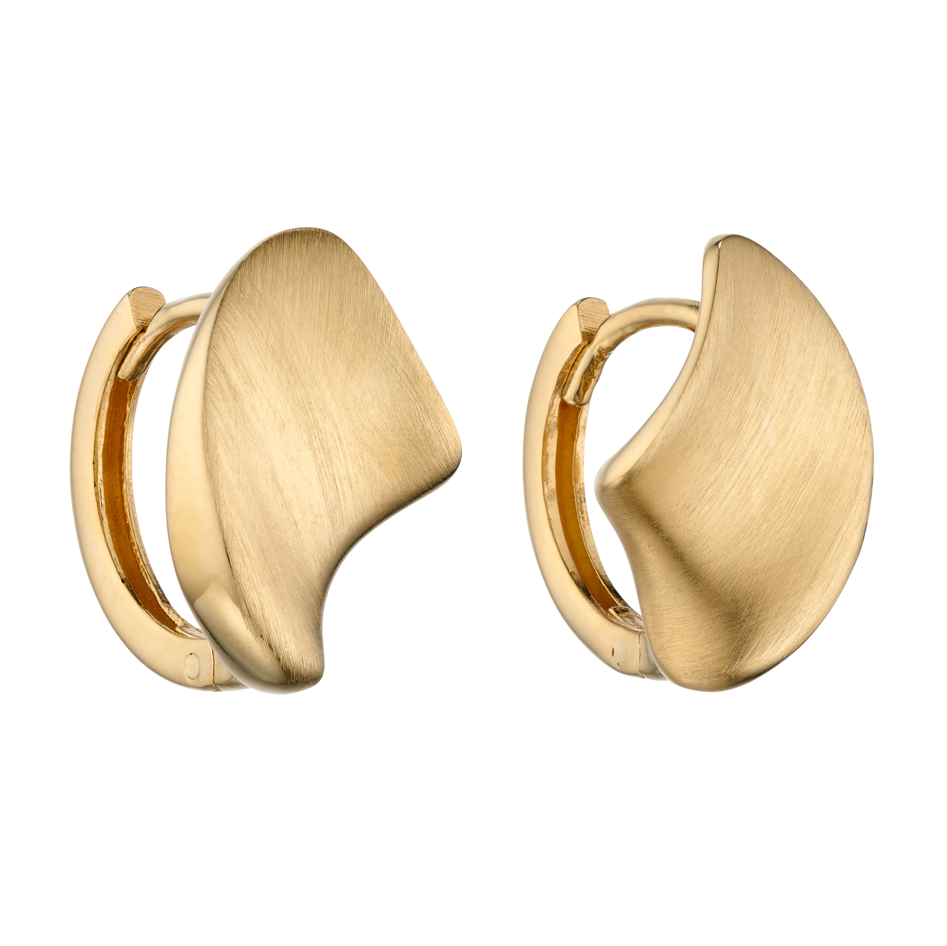 9ct Gold concave organic huggie hoop earrings | Dent Jewellers