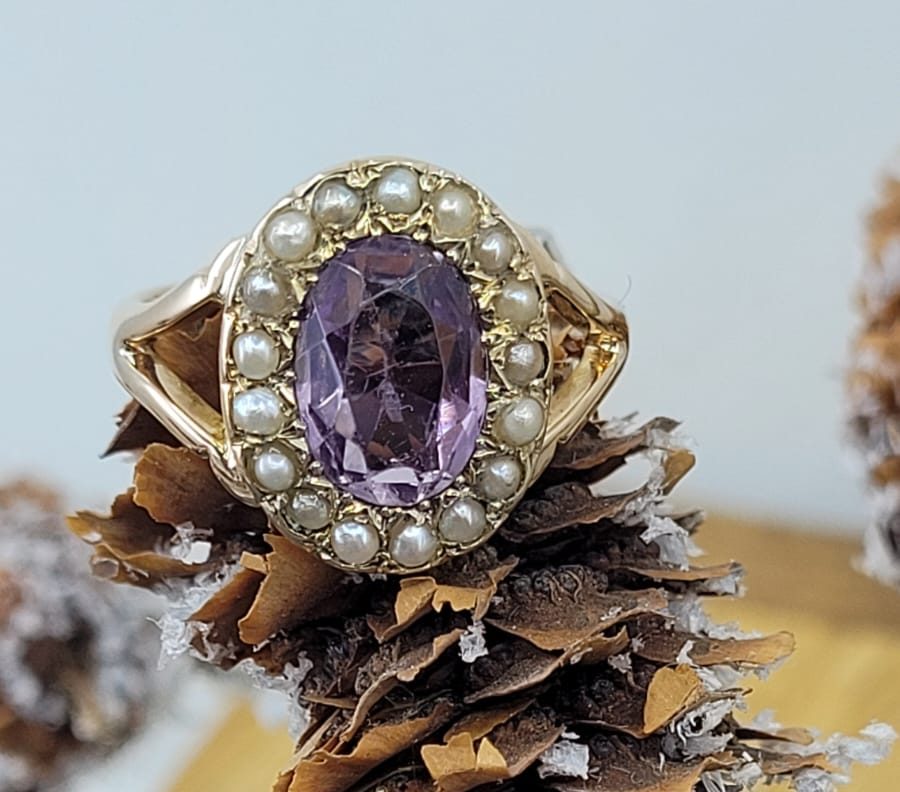14ct Amethyst & Pearl Ring | Dent Jewellers